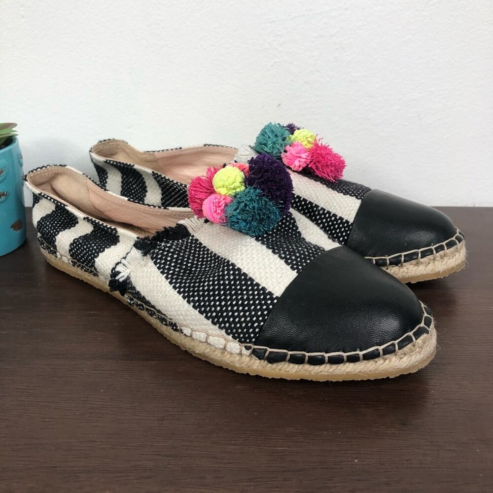Loeffler Randall Mara Pom Pom Espadrille Slip On Canvas Shoes Women's Size 8B - Picture 4 of 11